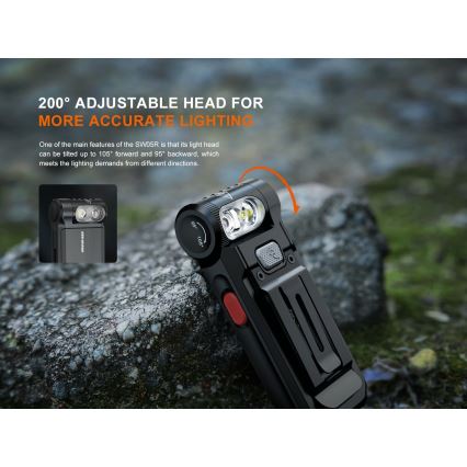 Fenix SW05RREDBLC - LED Prigušiva punjiva baterijska lampa LED/USB IPX6 150 Im 49 h crno