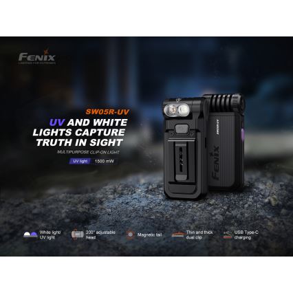 Fenix SW05RUVBLC - LED Prigušiva punjiva baterijska lampa LED/USB IPX6 150 Im 49 h crno