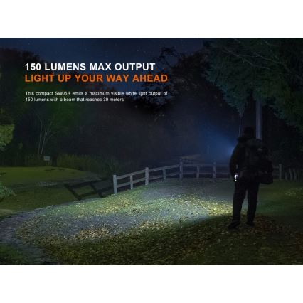 Fenix SW05RUVBLC - LED Prigušiva punjiva baterijska lampa LED/USB IPX6 150 Im 49 h crno