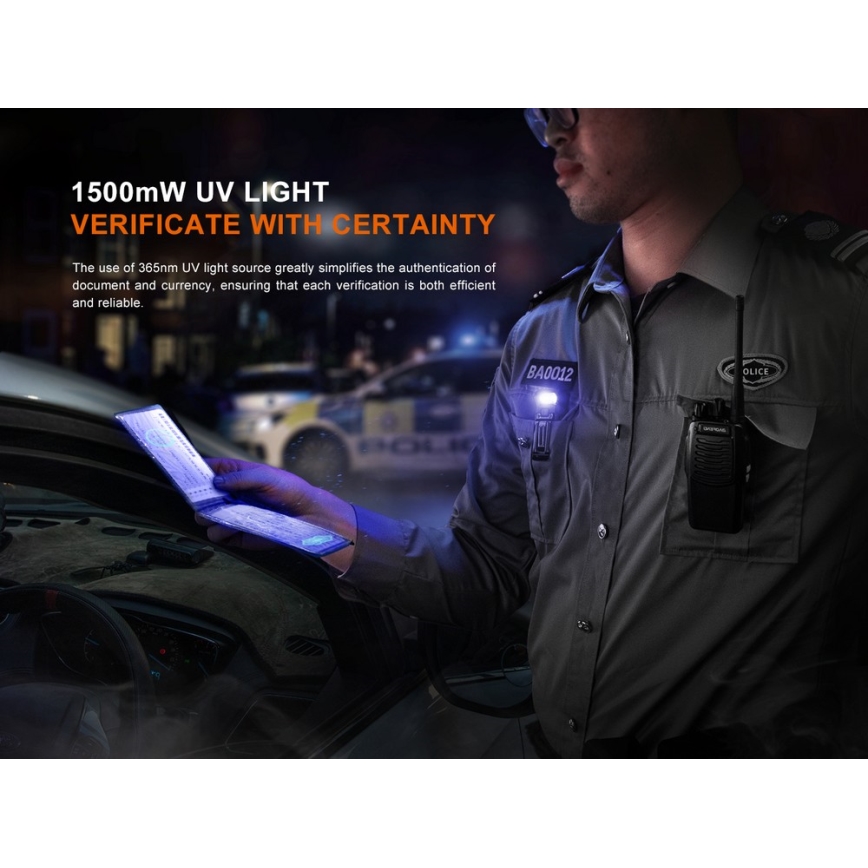 Fenix SW05RUVBLC - LED Prigušiva punjiva baterijska lampa LED/USB IPX6 150 Im 49 h crno