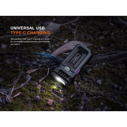 Fenix SW05RUVBLC - LED Prigušiva punjiva baterijska lampa LED/USB IPX6 150 Im 49 h crno