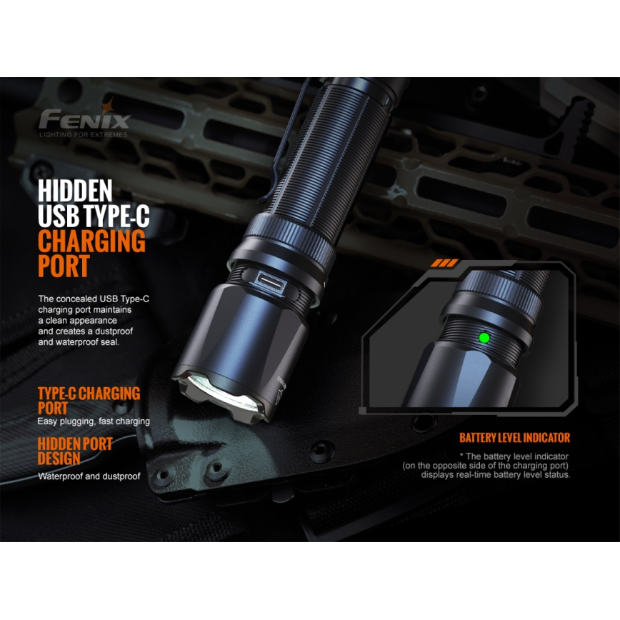 Fenix TK20RV20 - LED taktička punjiva lampa LED/USB IP68 3000 lm 48 h