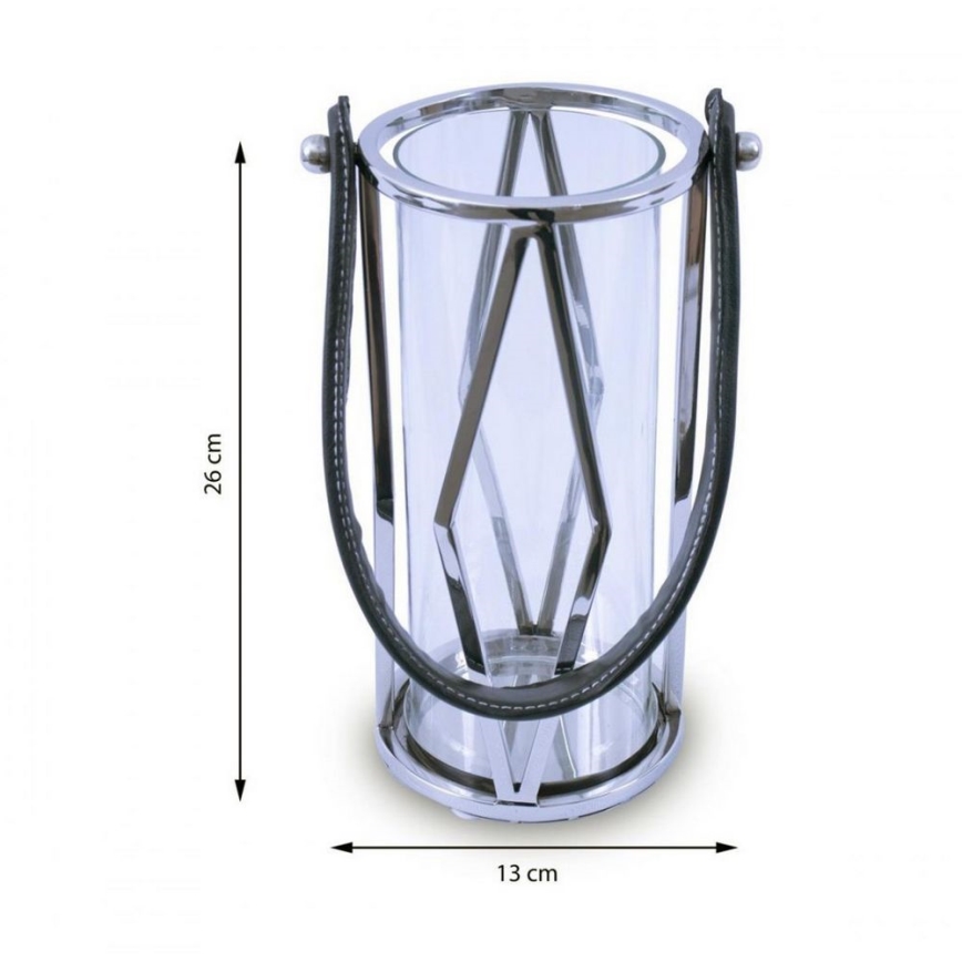 Fenjer FRAGIL 26 cm sjajni krom/crno