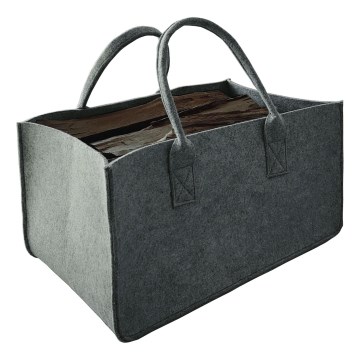 Filcana korpa za drva sa ručkama 27x50 cm siva