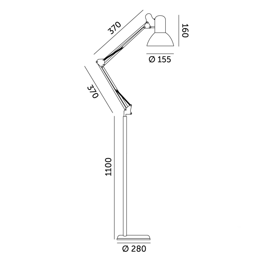 Fleksibilna stojeća lampa AURIQ 1xE27/60W/230V 184 cm crno