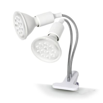 Fleksibilna stona lampa sa klipsom za uzgoj biljaka PLANTY 2xE27/30W/230V bela