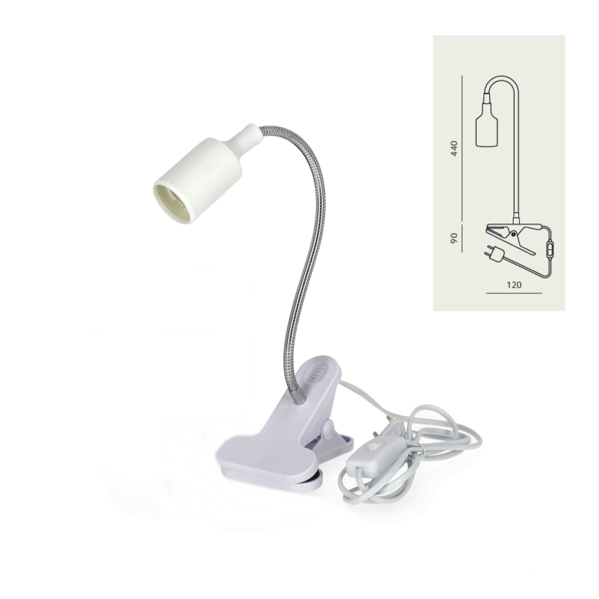 Fleksibilna stona lampa sa štipaljkom CLIP 1xE27/30W/230V bela