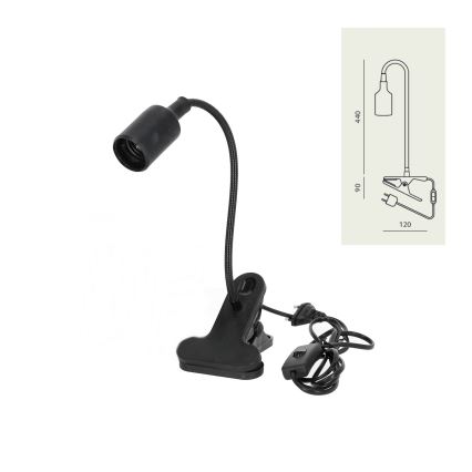 Fleksibilna stona lampa sa štipaljkom CLIP 1xE27/30W/230V crno