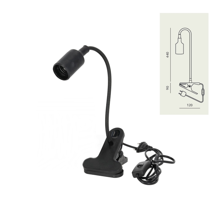 Fleksibilna stona lampa sa štipaljkom CLIP 1xE27/30W/230V crno