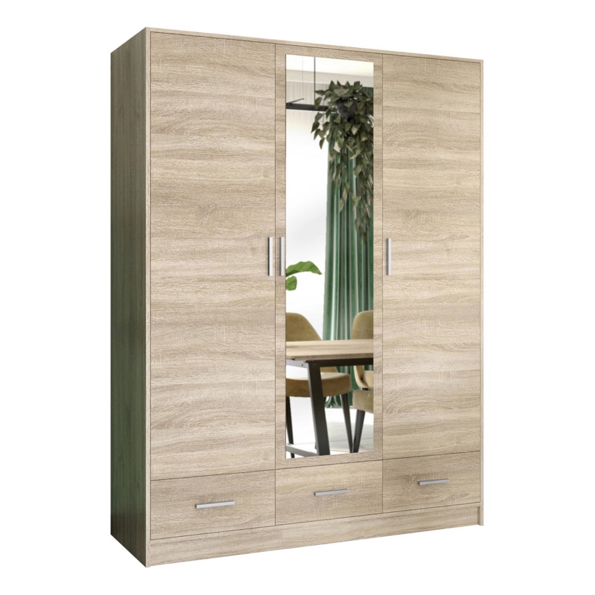 Garderobni ormar sa ogledalom SANNA 150x215 cm, hrast sonoma