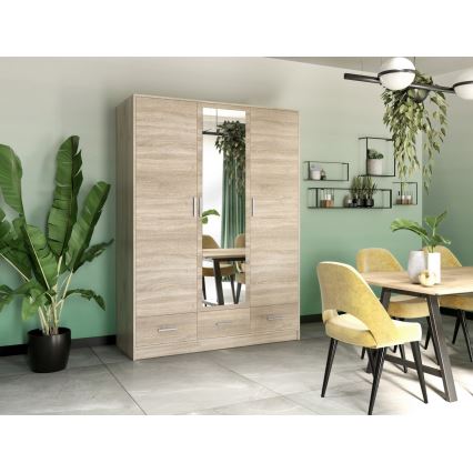 Garderobni ormar sa ogledalom SANNA 150x215 cm, hrast sonoma