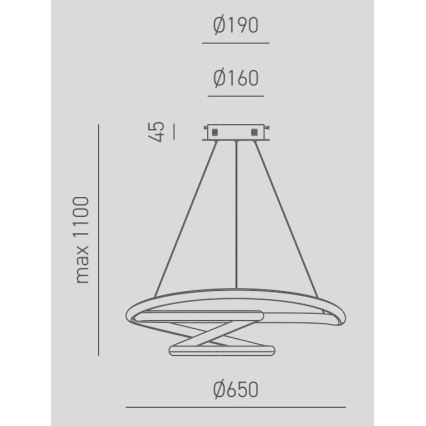 Gea Luce DIVA S G TITANIO - LED Prigušivi luster na sajli DIVA LED/44W/230V sivo