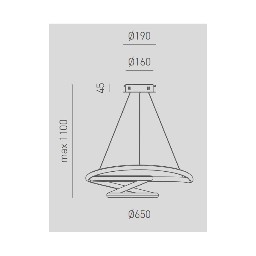 Gea Luce DIVA S G TITANIO - LED Prigušivi luster na sajli DIVA LED/44W/230V sivo