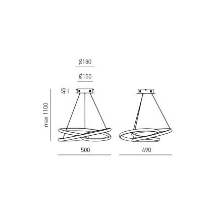 Gea Luce DIVA S P BIANCO - LED Prigušivi luster na sajli DIVA LED/43W/230V bela