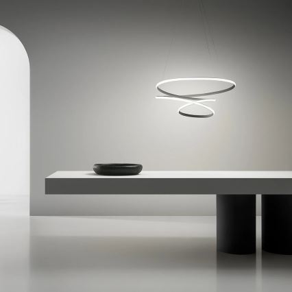 Gea Luce DIVA S/S TITANIO -  LED Prigušivi luster na sajli DIVA LED/80W/230V sivo