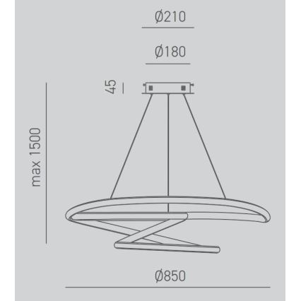 Gea Luce DIVA S/S TITANIO -  LED Prigušivi luster na sajli DIVA LED/80W/230V sivo