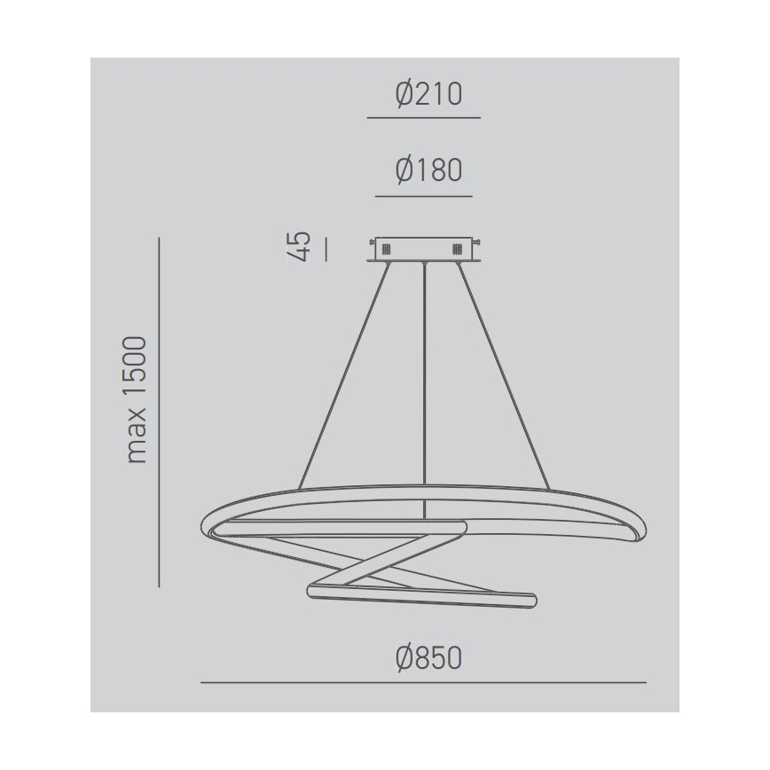 Gea Luce DIVA S/S TITANIO -  LED Prigušivi luster na sajli DIVA LED/80W/230V sivo