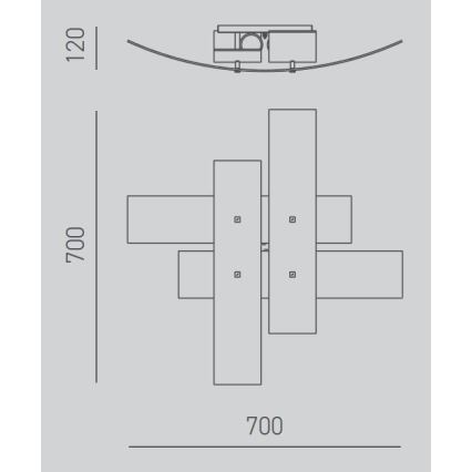 Gea Luce LARA P M arg - Plafonjera LARA 2xE27/70W/230V 70 cm srebrno