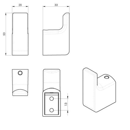 Gedy - KOMPLET 2x zidna kuka PIRENEI, mat crna