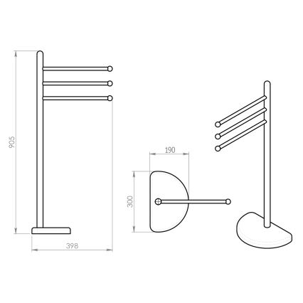 Gedy - Stalak sa držačem za peškire HIBISCUS 90,5 cm, sjajni hrom