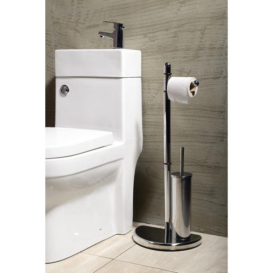 Gedy - Stalak za toalet papir i WC četku HIBISCUS sjajni krom