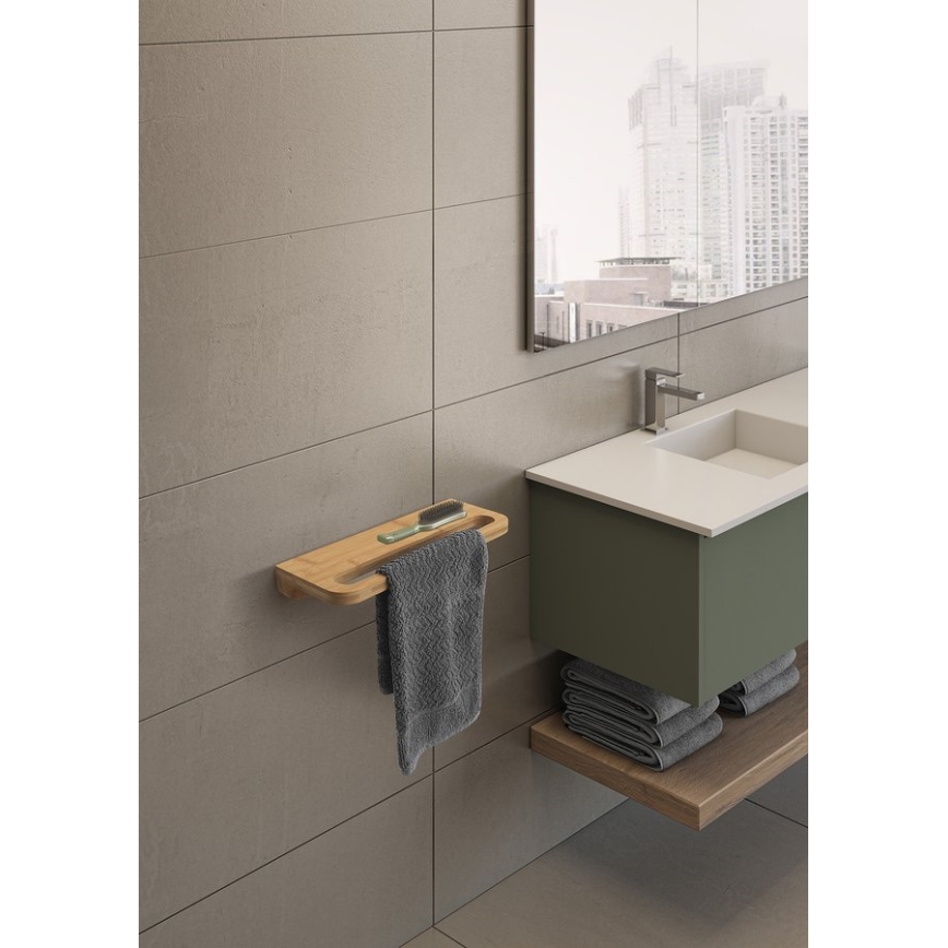 Gedy - Zidna polica sa držačem za peškire HIMALAYA 14,5x40 cm bambus