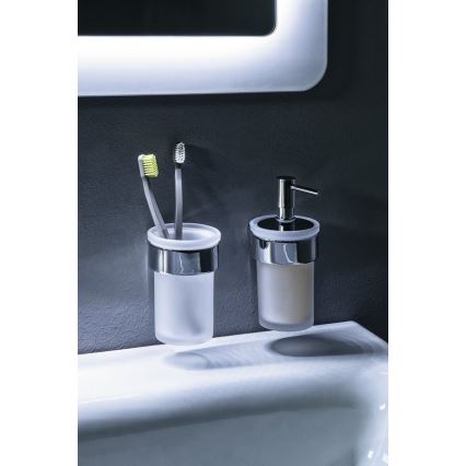 Gedy - Zidni dozator sapuna PIRENEI 110 ml mlečno Staklo/sjajni krom