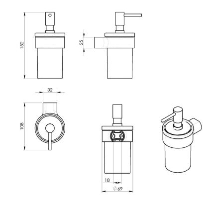 Gedy - Zidni dozator sapuna PIRENEI 110 ml mlečno Staklo/sjajni krom