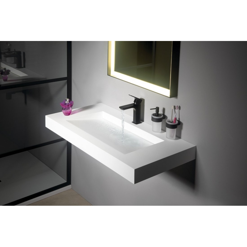 Gedy - Zidni držač za četkice za zube PIRENEI matirano staklo/crna