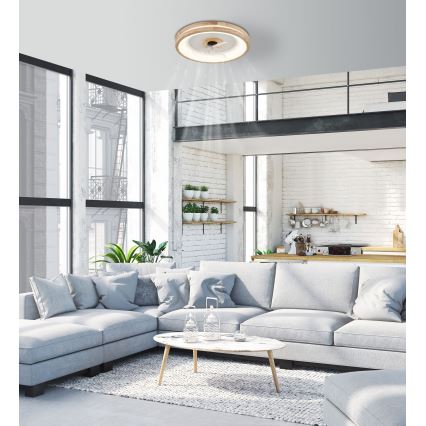 Globo - LED Prigušiva plafonjera sa ventilatorom LED/30W/230V 2700-6500K braon + Daljinski upravljač