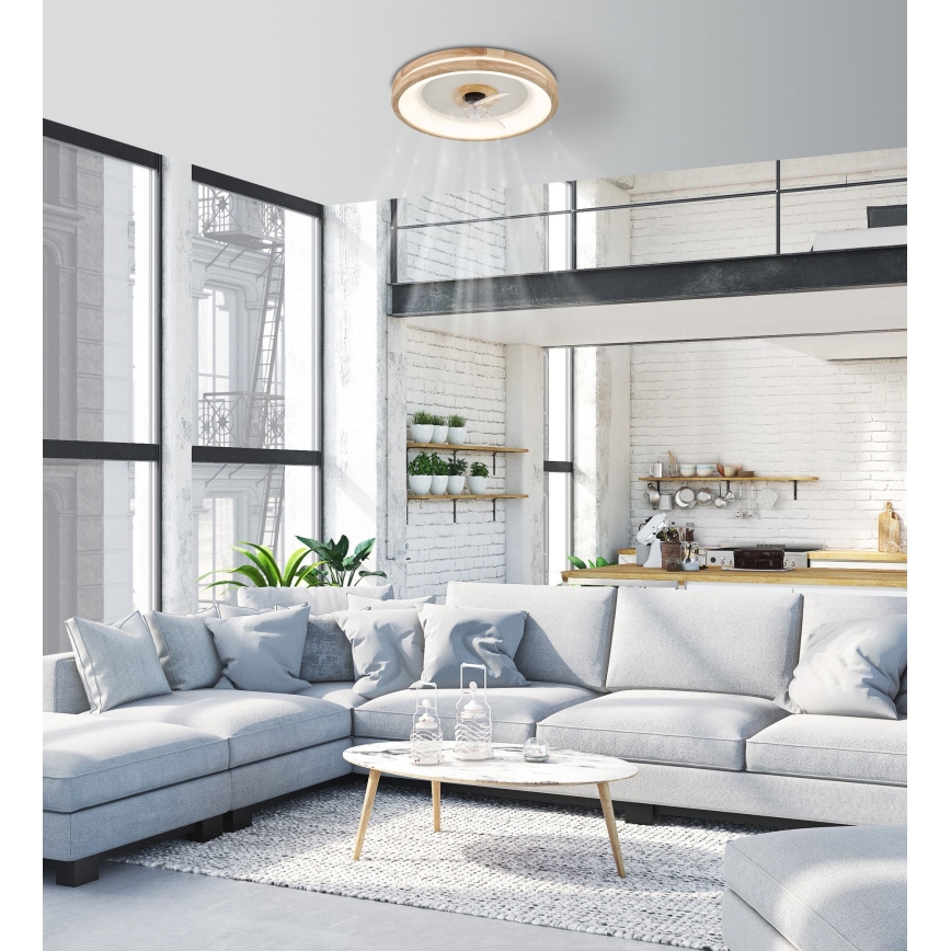 Globo - LED Prigušiva plafonjera sa ventilatorom LED/30W/230V 2700-6500K braon + Daljinski upravljač