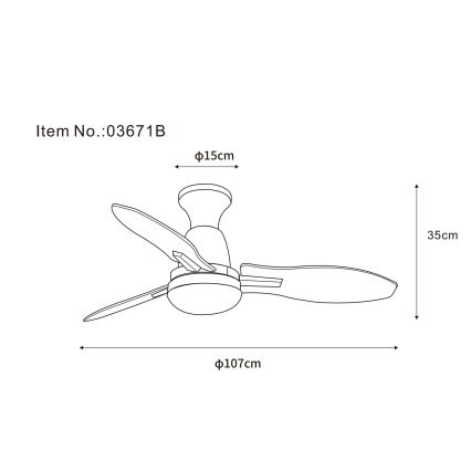 Globo - LED Prigušivi plafonski ventilator LED/22W/230V 3000/4500/6000K + Daljinski upravljač