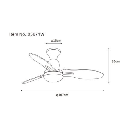 Globo - LED Prigušivi plafonski ventilator LED/22W/230V 3000/4500/6000K + Daljinski upravljač