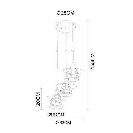 Globo - Luster na sajli 3xE27/60W/230V