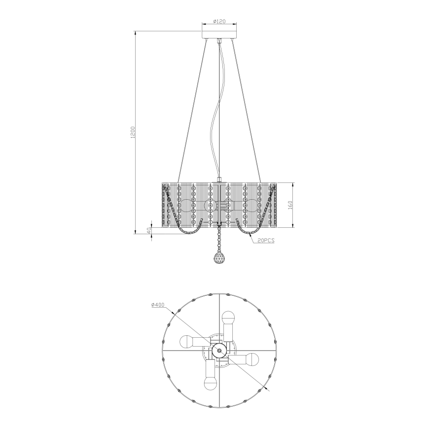 Globo - Kristalni luster na sajli 4xE14/40W/230V