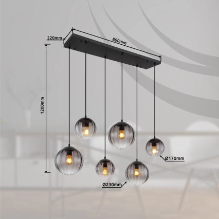 Globo - Luster na sajli 6xE27/60W/230V