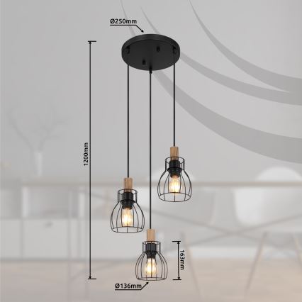 Globo - Luster na sajli 3xE27/40W/230V