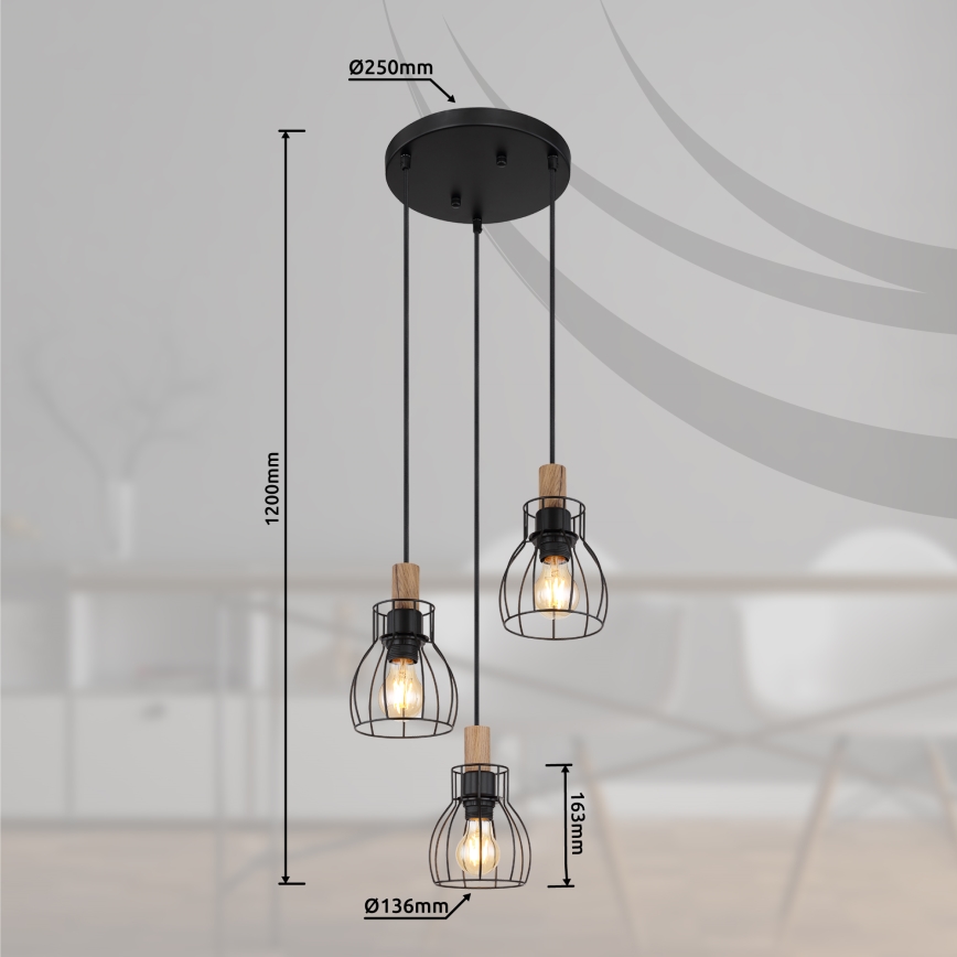 Globo - Luster na sajli 3xE27/40W/230V