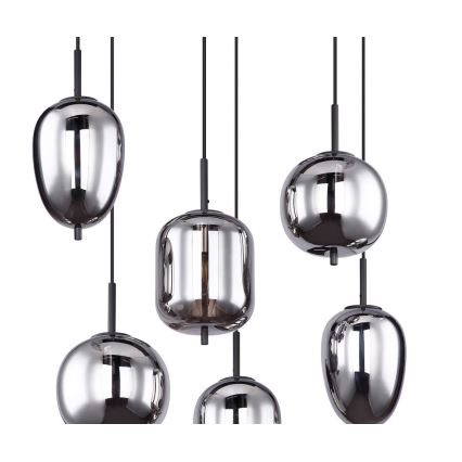 Globo - Luster na sajli 6xE14/40W/230V crno
