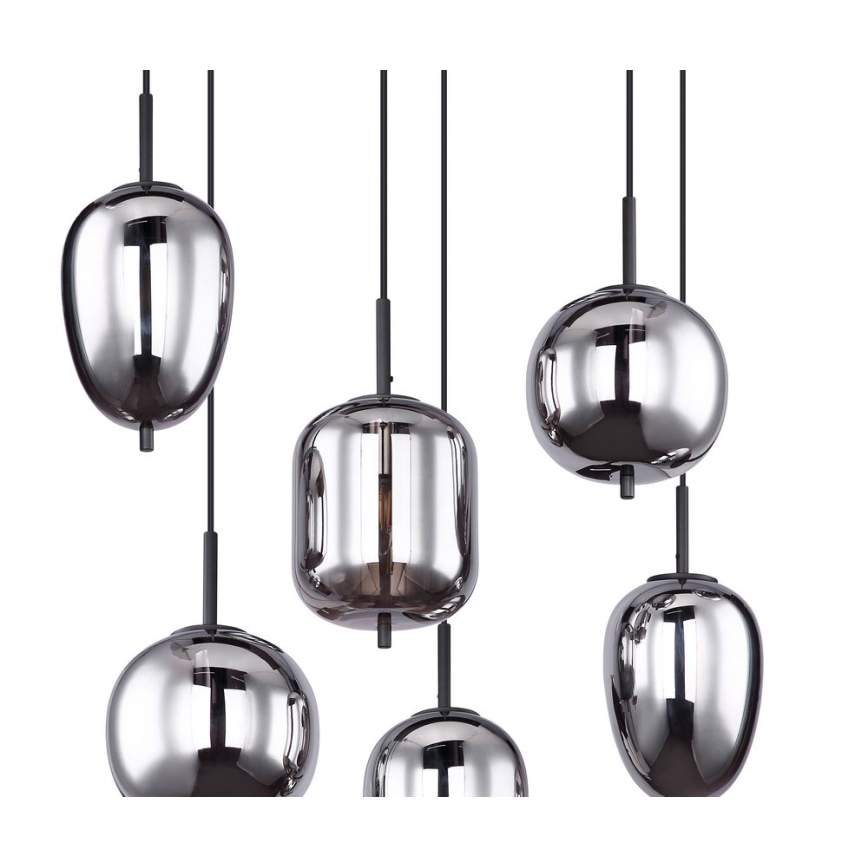 Globo - Luster na sajli 6xE14/40W/230V crno