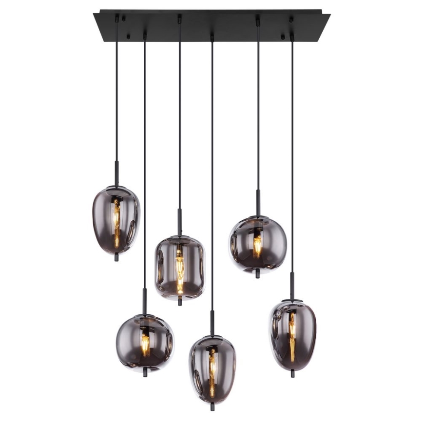 Globo - Luster na sajli 6xE14/40W/230V crno
