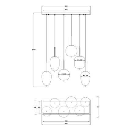 Globo - Luster na sajli 6xE14/40W/230V crno