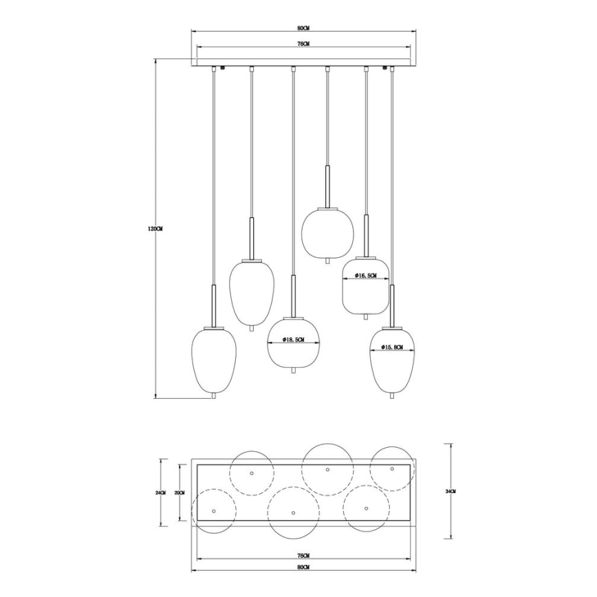 Globo - Luster na sajli 6xE14/40W/230V crno
