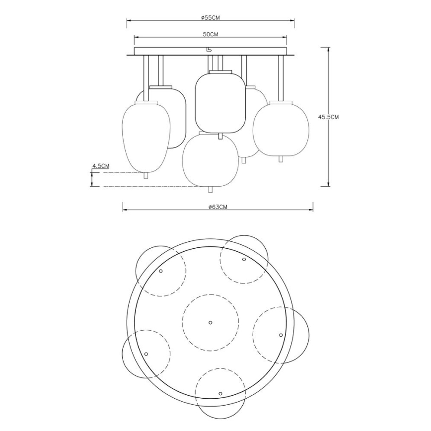 Globo - Nadgradni luster 6xE14/40W/230V crno