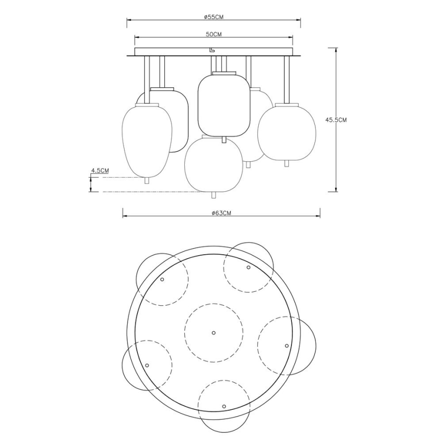 Globo - Nadgradni luster 6xE14/40W/230V mesing