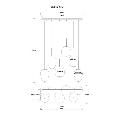 Globo - Luster na sajli 6xE14/40W/230V sjajni krom