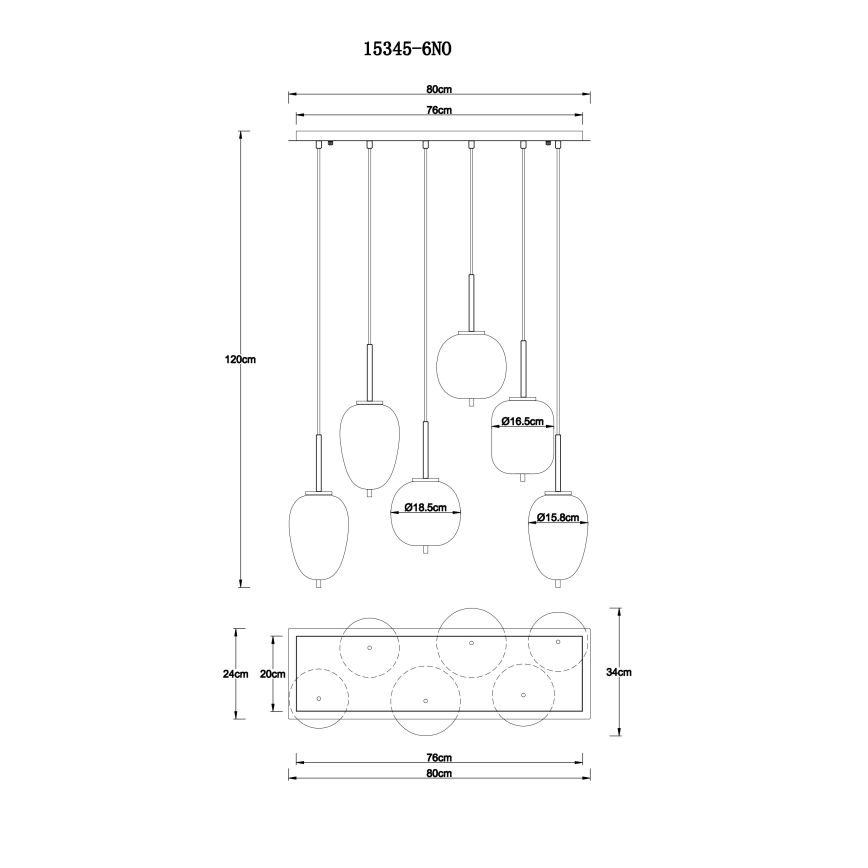 Globo - Luster na sajli 6xE14/40W/230V sjajni krom