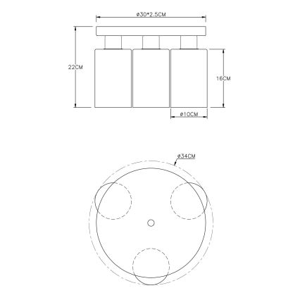 Globo - Plafonjera 3xE27/60W/230V crno