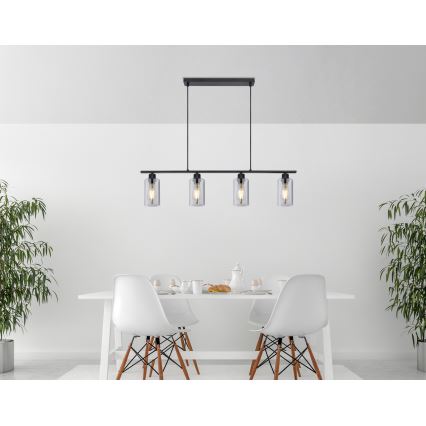 Globo - Luster na sajli 4xE27/60W/230V crno