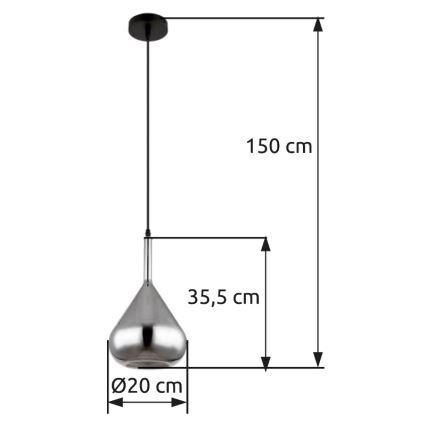 Globo - Luster na sajli 1xE27/60W/230V pr. 20 cm crno